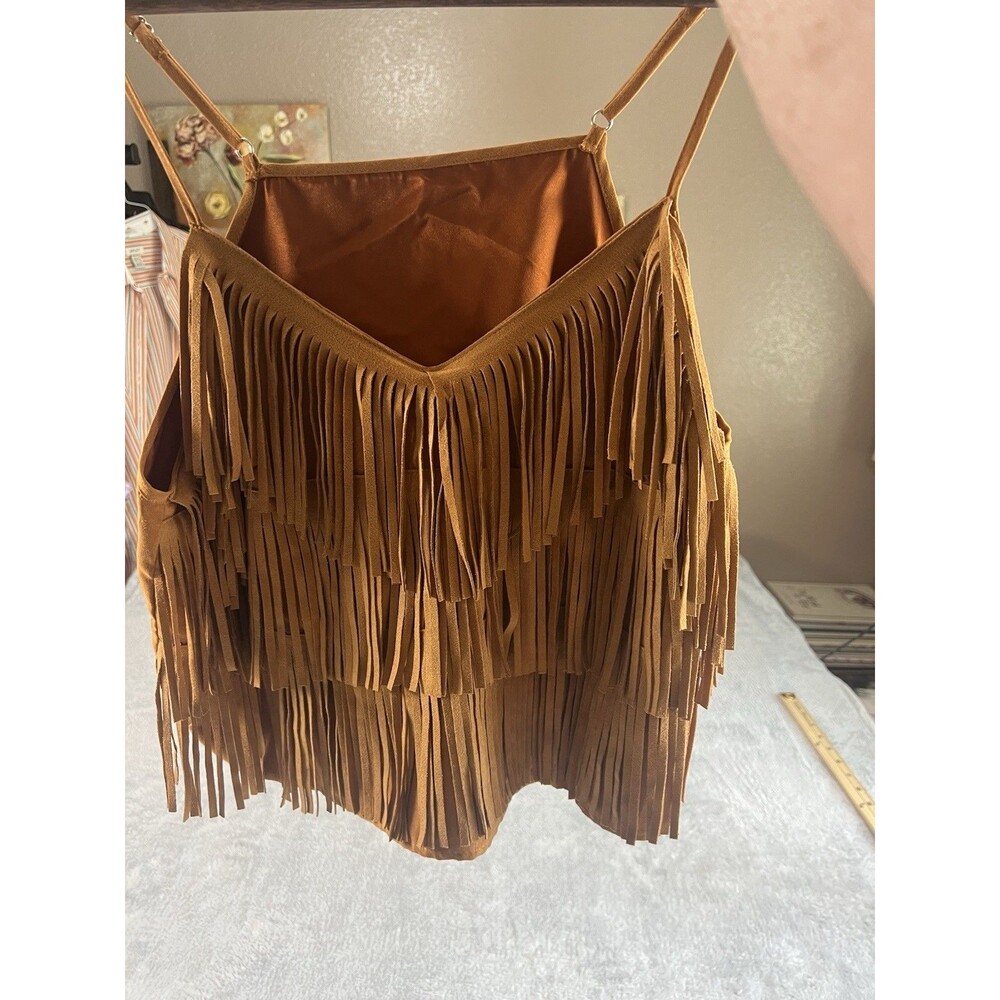 Fringe Strapy Crop Western Vibe Summer/ Rodeo Ready Women's Top Coachella Shaggy